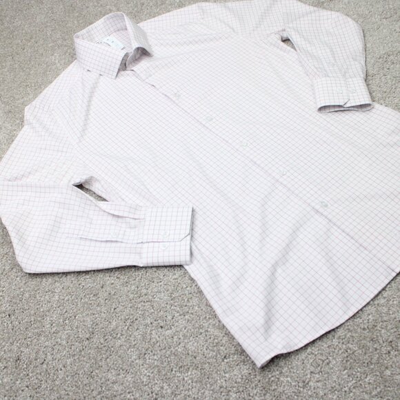 State & Liberty Shirt Men Medium Red/White Athletic Fit 4 Way Stretch L/S Button - Picture 7 of 15